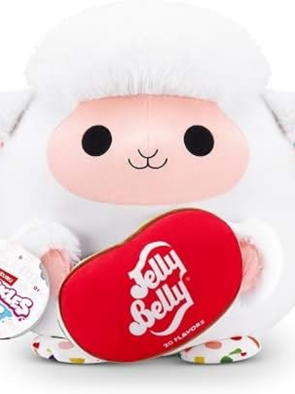 Snackles Jelly Belly Lamb Plush Toy - White and Pink with Red Heart
